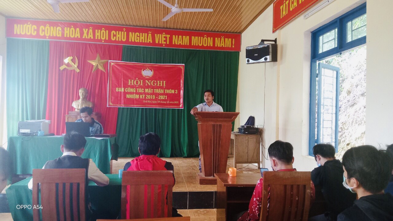 Đồng chí Nguyễn Văn Quận  -  ĐUV - Chủ tịch UBMTTQVN xã Trà Mai phát biểu chỉ đạo hội nghị